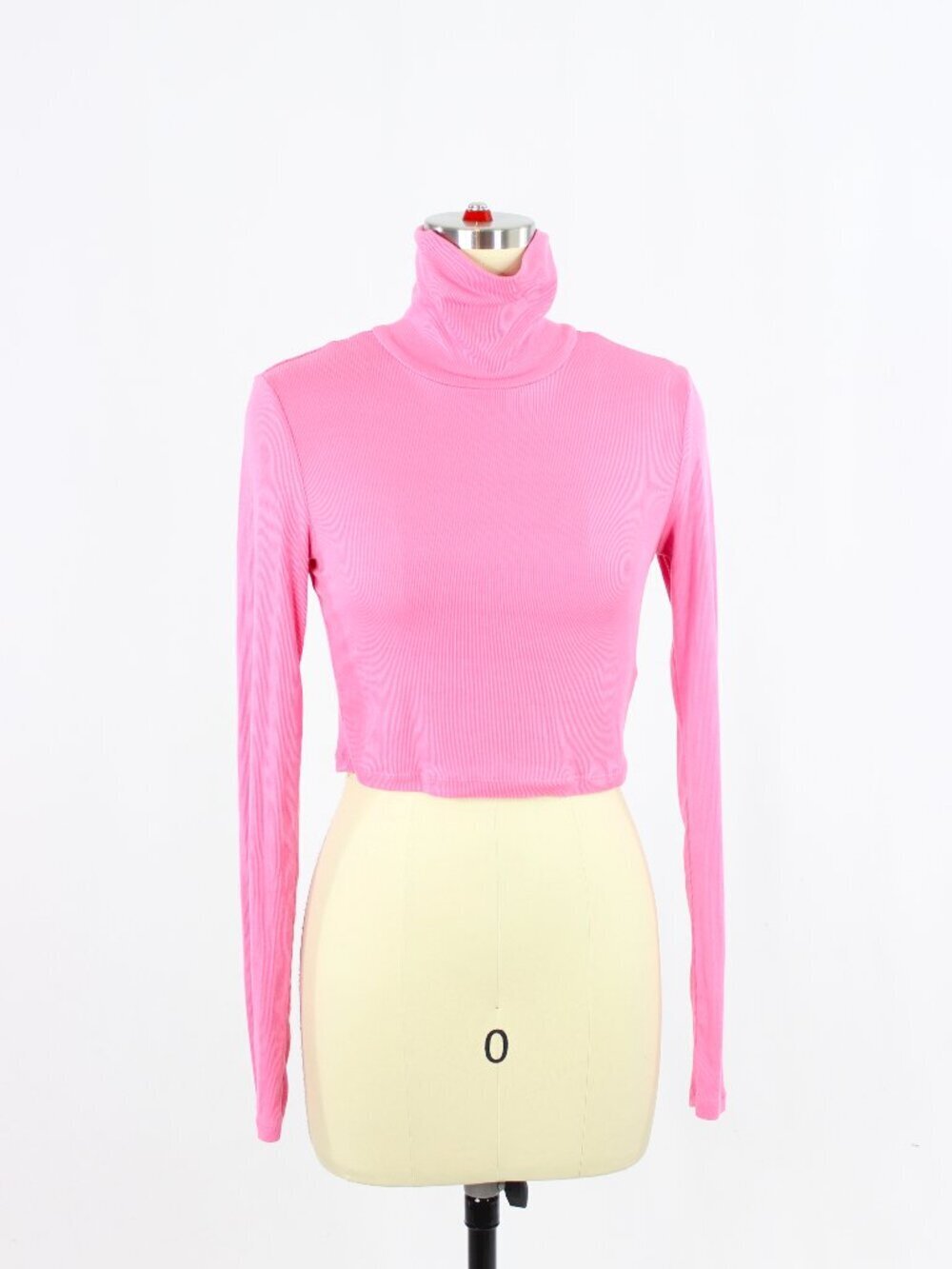 Aritzia SUNDAY BEST Freshman Pink Ribbed Cropped Turtleneck T-Shirt, Size S